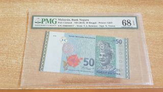 Malaysia 50 Ringgit 2019 Pmg 68 Epq Replacement Sign Yunus