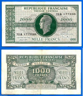 France 1000 Francs 1945 Tresor Central Serie A Fat Number Frcs World