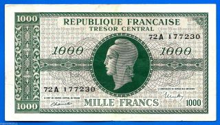 France 1000 Francs 1945 Tresor Central Serie A Fat Number Frcs World 2