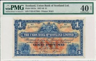 The Union Bank Of Scotland Limited Scotland 1 Pound 1944 Pmg 40net