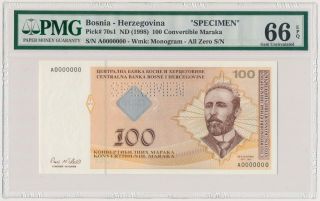 5071.  Bosnia And Herzegovina,  100 Convertible Maraka (1998),  Serbian,  Specimen