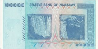 ZIMBABWE 100 TRILLION DOLLARS 2008 P - 91 UNC / 2