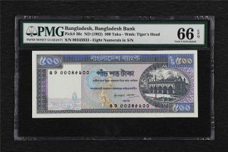 1982 Bangladesh Bangladesh Bank 500 Taka Pick 30c Pmg 66 Epq Gem Unc