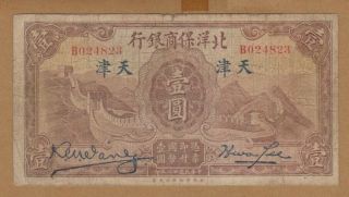 China Commercial Guarantee Bank Of Chihli 1933 Tientsin $1 Fine