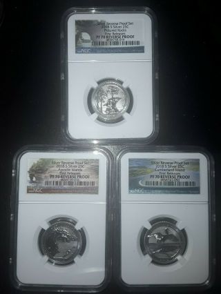 2018 S Silver Quarter Set 3 Piece Set Reverse Proof Ngc Pf70 First Releases