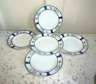 5 Adams China Co Lancaster Hand Painted English Ironstone Bread & Butter Plates