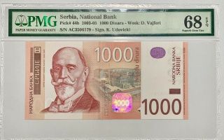 Serbia 1000 1,  000 Dinara 2003 - 2005 P 44 Gem Unc Pmg 68 Epq Highest