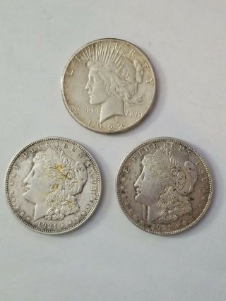 Set Of 3 - Two (2) 1921 Morgan Silver Dollar & One (1) 1922 Peace Silver Dollar