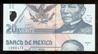 Mexico 2001 20 Pesos Polymer Error Unc