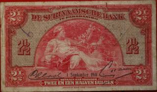 1941 Suriname 2 1/2 Gulden P 87a Note