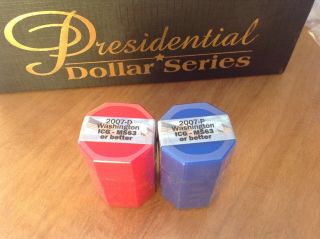 2007 Thomas Jefferson Presidential Dollar Rolls P & D Icg Ms 63 Or Better