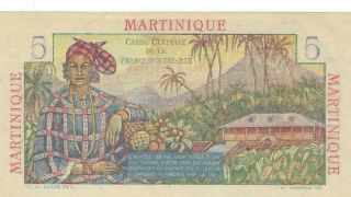 Martinique P - 27 5 Francs ND (1947 - 49) AU - UNC paper wrinkles 2