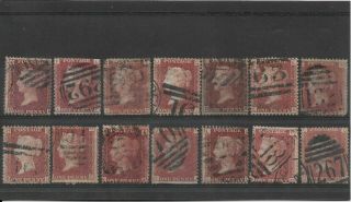 Gb.  1864 - 79.  1d.  Red Plates X 14.  For Plate Nos.  (760)