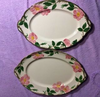 2 Franciscan Desert Rose Serving Platter Plate 8 - 3/4 X 13 & 10 - 1/4 X 14 Inches