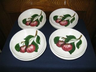 Set Of 6 Metlox Poppytrail Hand Painted California Apple 7 " Cereal Bowls
