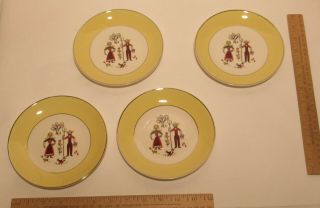 4 Dessert Plates - Rhythm By Homer Laughlin American Provincial W Yellow Border