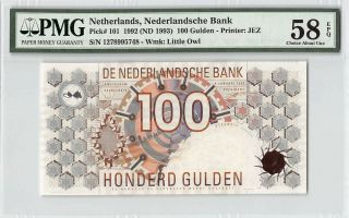 Netherlands 1992 (nd 1993) P - 101 Pmg Choice About Unc 58 Epq 100 Gulden