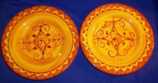 Set Of 2 Pier 1 One Imports Karistan Hand Painted Earthenware Salad Plates