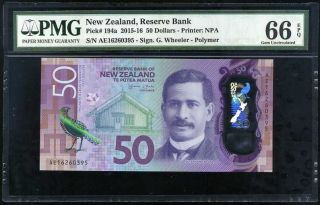 Zealand 50 Dollars 2015 Polymer P 194 Gem Unc Pmg 66 Epq Nr
