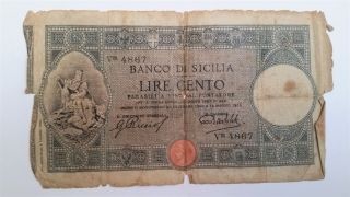100 Lire Banco Di Sicilia 1915