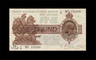 1919 Great Britain & Ireland Kgv 1 Pound England " A1 " ( (vf,  /ef))