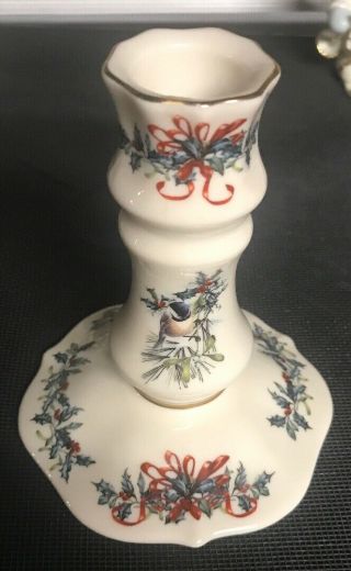 Lenox Winter Greetings Candlestick Candle Holder 4 1/2”