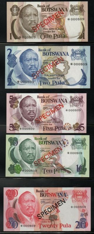 Botswana 1 2 5 10 20 Pula 1979 Specimen