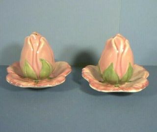 Salt And Pepper Shakers With Under Plates,  Desert Rose Franciscan Ware,  U.  S.  A. ,