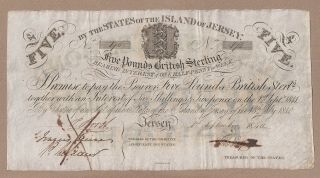 Jersey: 5 Pounds Banknote,  (xf),  P - A1b,  01.  09.  1840,