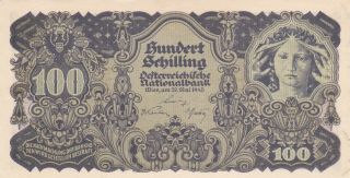 100 Schilling Extra Fine Crispy Banknote From Austria 1945 Pick - 118