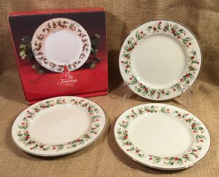 Set 3 Macy’s All The Trimmings China 7.  5” Gilded Salad Plates 6283 Vguc