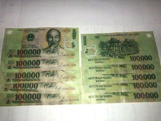 $1,  000,  000 Vietnamese Dong 10x $100k Notes