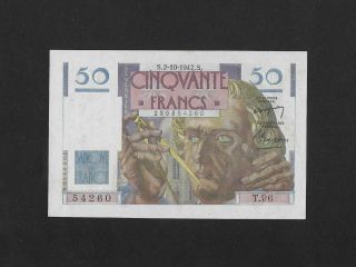 Unc 2 Pinholes 50 Francs 1947 France