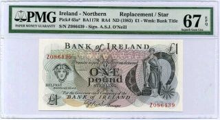 Northern Ireland 1 Pound P 65 Replacement Gem Unc Pmg 67 Epq Highest