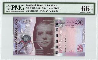 Scotland,  Bank Of Scotland 2009 P - 126b Pmg Gem Unc 66 Epq 20 Pounds