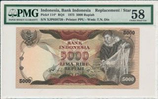 Bank Indonesia Indonesia 5000 Rupiah 1975 Replacement/star Pmg 58