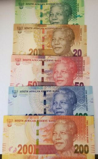 Set South Africa 10;20;50;100;200 Rand,  Unc