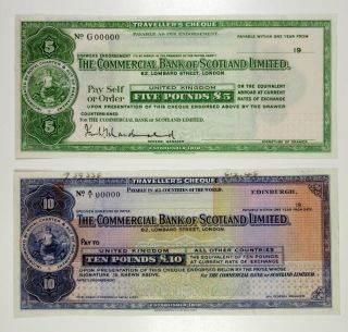 Commercial Bank Of Scotland Ltd Specimen 5,  10 Pounds 1920 - 30 Traveller 