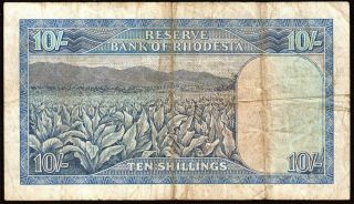Rhodesia: 1966 Queen Elizabeth II 10 Shillings Banknote P 27a 2