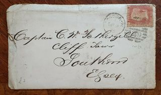 1875 1d Red On Cover To Captain Fothergill,  Cliff Town,  Southend,  Essex