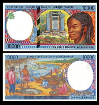 Central African State Gabon 10,  000 10000 Francs P 405 L Aunc - Unc