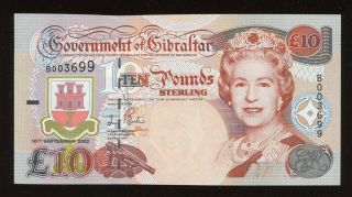 Gibraltar 10 Pounds Sterling 2002 Unc.