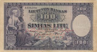 100 Litu Vg - Fine Banknote From Lithuania 1928 Pick - 25