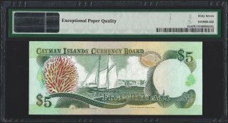 1991 CAYMAN ISLANDS $5 Dollars,  S/N B/1 000437,  PMG 67 EPQ GEM UNC P - 12a 2
