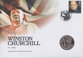 Gb Stamps First Day Cover 2015 Winston Churchill With £5 Coin