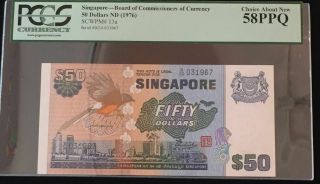 1976 Singapore 50 Dollars Pcgs 58 Ppq Pick 13a