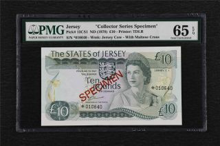1978 Jersey " Collector Series Specimen " 10 Pounds Pick 13cs1 Pmg 65 Epq Gem Unc