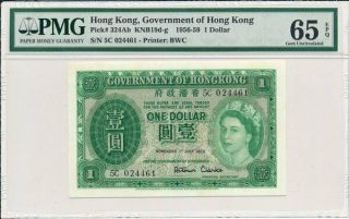 Government Of Hong Kong Hong Kong $1 1958 Pmg 65epq