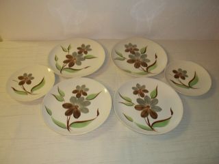 6 Blue Ridge Pottery Plates Patricia Hand Painted