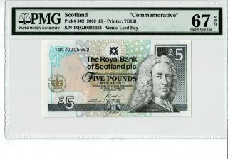 Scotland P 362 2002 5 Pounds Low Number 5662 Commemorative Pmg 67 Epq S Gem Unc